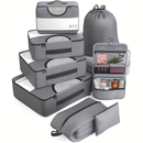 Kit 8 Bolsas Organizadoras para Mala de Viagem em Poliéster com Zíper