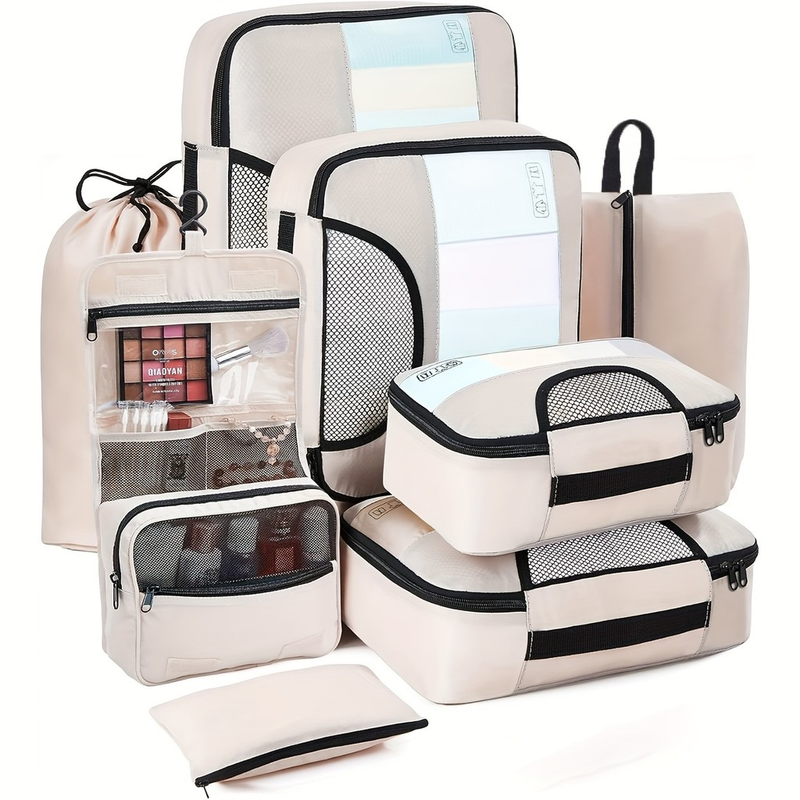 Kit 8peças Conjunto De Bolsas De Compressão Oxford Acessórios De Mala Armazenamento De Roupas Rajork