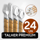Jogo de Talheres Aço Inox com Cabo Bambu – 9, 12, 18 ou 24 Peças