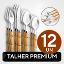 Jogo de Talheres Aço Inox com Cabo Bambu – 9, 12, 18 ou 24 Peças